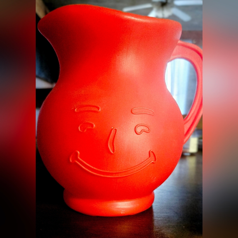 Smiley Face Red Pitcher and Mug Set - Picture 2 of 4
